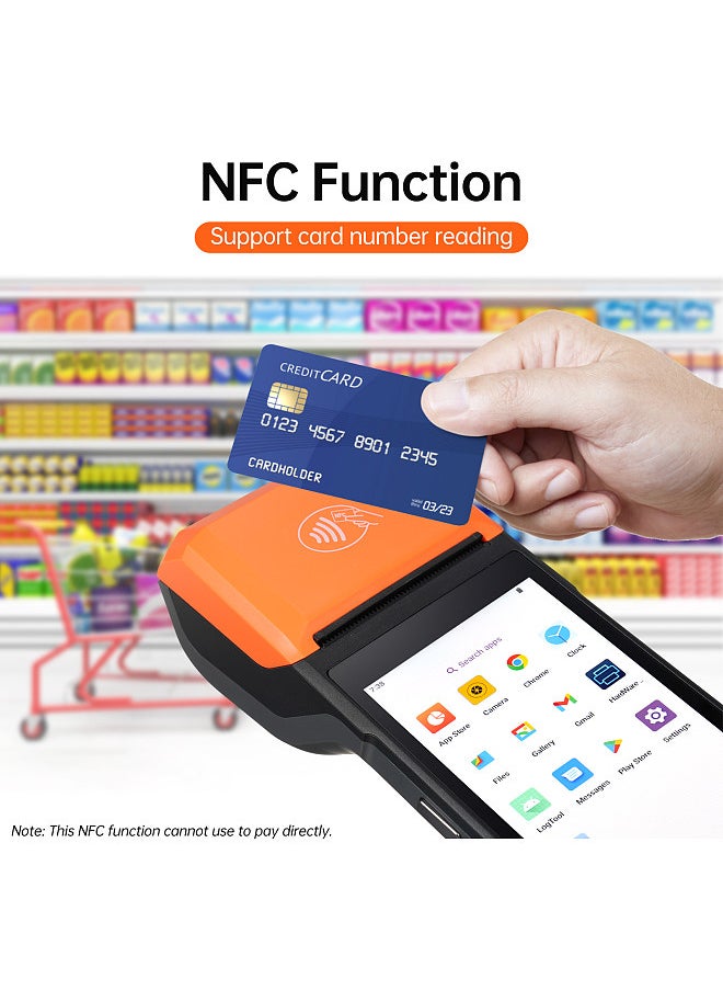 Handheld Android 13.0 POS Receipt Printer PDA Terminal Support 1D Barcode Scanner 2D Barcode Scanning 4G NFC Card Reading WiFi BT Communication