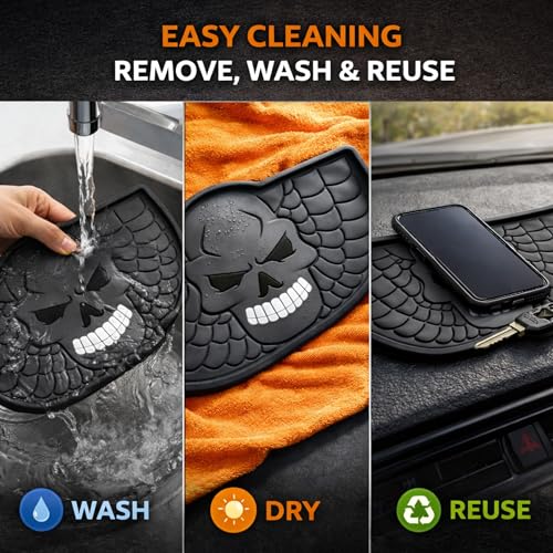 DETACHI Car Dashboard Mat, Danger Design, Silicone Anti-Slip Rubber Pad, Universal Non Slip Car Dashboard Sticky Adhesive Mat for Phones Sunglasses Keys - Image 2