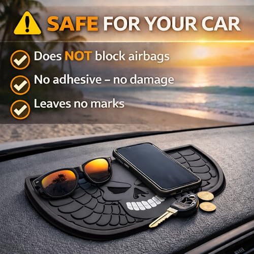 DETACHI Car Dashboard Mat, Danger Design, Silicone Anti-Slip Rubber Pad, Universal Non Slip Car Dashboard Sticky Adhesive Mat for Phones Sunglasses Keys - Image 5