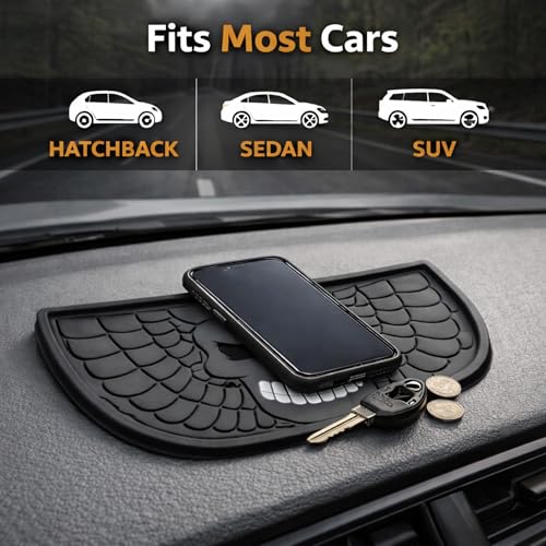 DETACHI Car Dashboard Mat, Danger Design, Silicone Anti-Slip Rubber Pad, Universal Non Slip Car Dashboard Sticky Adhesive Mat for Phones Sunglasses Keys - Image 3