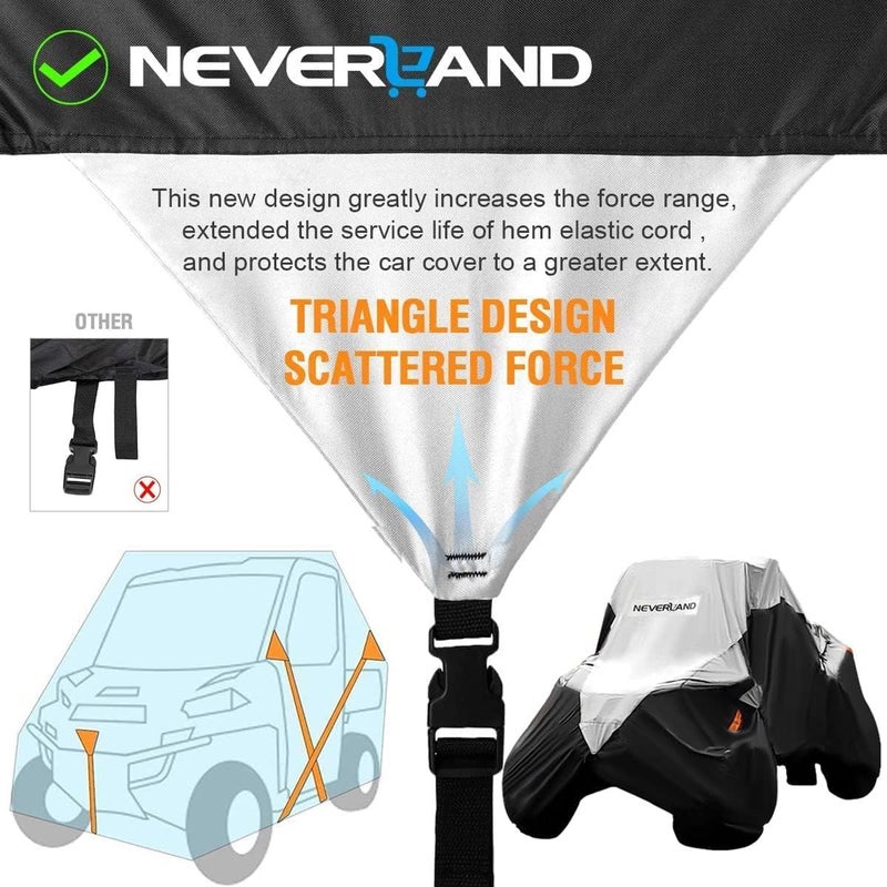 NEVERLAND UTV Cover Waterproof 300D Heavy Duty 4-6 Seater 4 Door Side by Side Covers All Weather Protection Compatible with Polaris Ranger RZR General Can-Am Maverick Defender Kawasaki - Image 3