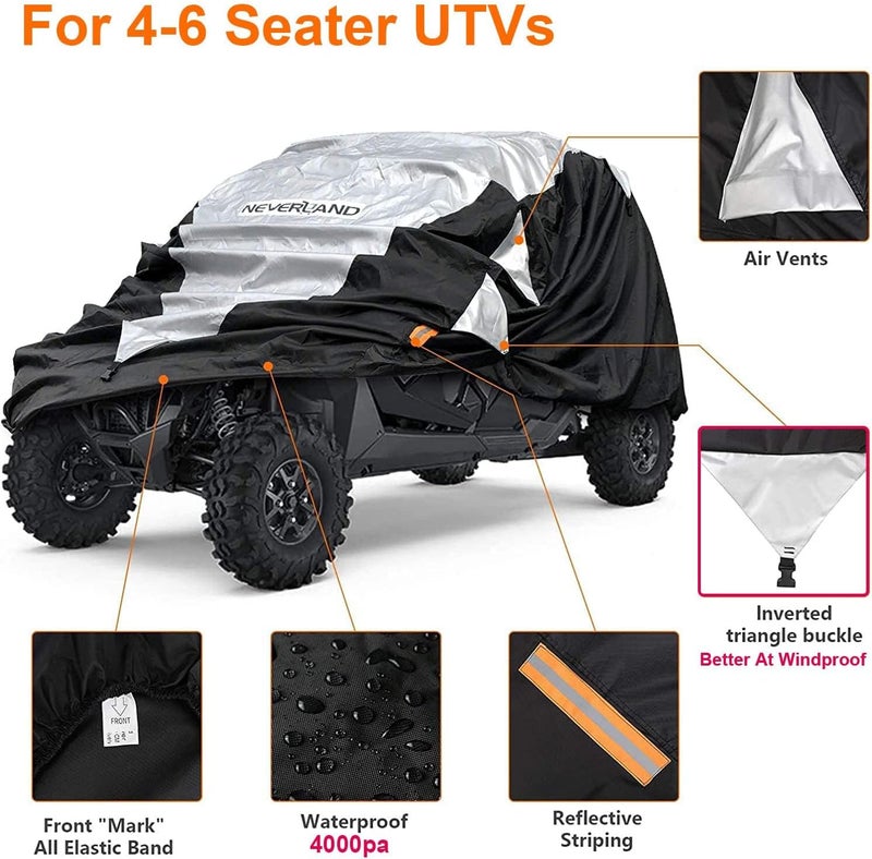 NEVERLAND UTV Cover Waterproof 300D Heavy Duty 4-6 Seater 4 Door Side by Side Covers All Weather Protection Compatible with Polaris Ranger RZR General Can-Am Maverick Defender Kawasaki - Image 2
