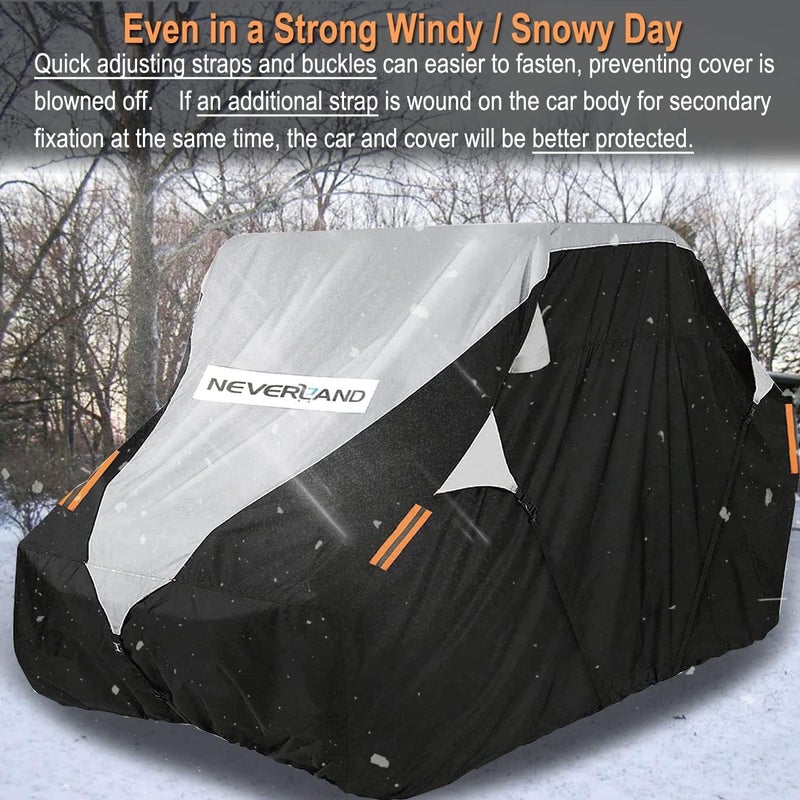 NEVERLAND UTV Cover Waterproof 300D Heavy Duty 4-6 Seater 4 Door Side by Side Covers All Weather Protection Compatible with Polaris Ranger RZR General Can-Am Maverick Defender Kawasaki - Image 5