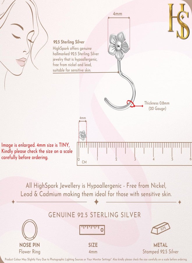 HighSpark 925 Silver Flower Nose Pin for Women | 92.5 Sterling Silver & Stunning Shine | Flower Nose Pin - Image 2