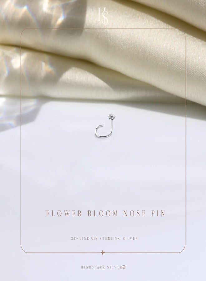 HighSpark 925 Silver Flower Nose Pin for Women | 92.5 Sterling Silver & Stunning Shine | Flower Nose Pin - Image 3