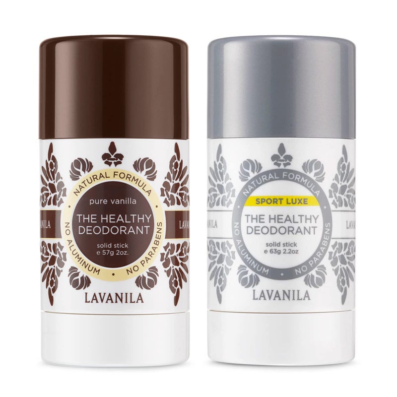 Lavanila Aluminum Free Deodorant, Sport Luxe + Pure Vanilla, 2oz Each - The Healthy Deodorant for Men & Women - Solid Stick, Vegan - Image 1