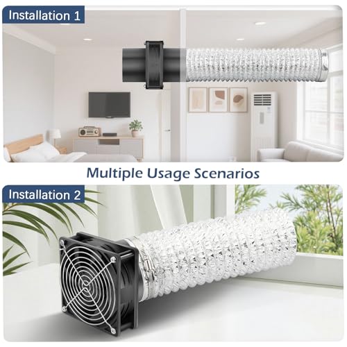 WDERAIR 80mm x 38mm 3 Inch Air Vent Duct Booster Adjustable Speed Fan with 2 Duct Adapters for DIY Grow Tent Attic Hydroponics Ventilation Soldering Fume Extractor-D8038 - Image 3