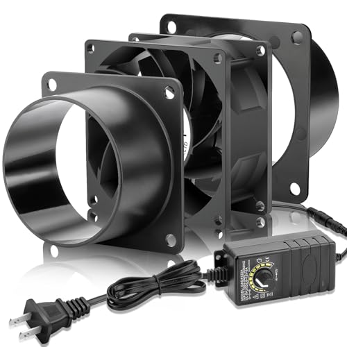 WDERAIR 80mm x 38mm 3 Inch Air Vent Duct Booster Adjustable Speed Fan with 2 Duct Adapters for DIY Grow Tent Attic Hydroponics Ventilation Soldering Fume Extractor-D8038 - Image 1