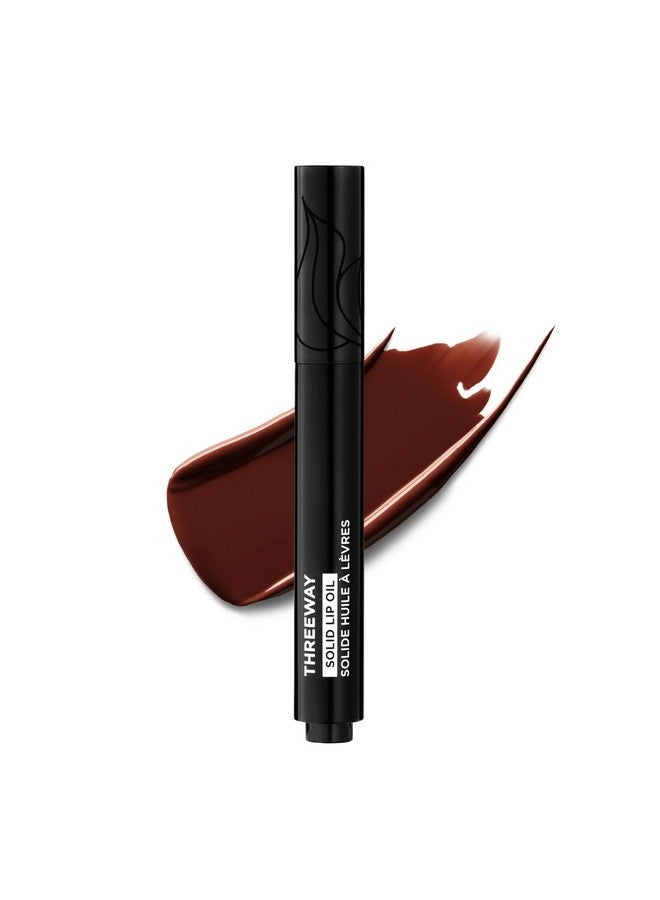 Deck of Scarlet Threeway Solid Lip Oil, Vegan Formula With Hyaluronic Acid and Hydrating Oil Blend, Glossy Finish - Espresso Riche - Image 1