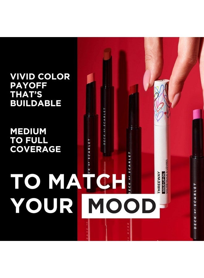 Deck of Scarlet Threeway Solid Lip Oil, Vegan Formula With Hyaluronic Acid and Hydrating Oil Blend, Glossy Finish - Espresso Riche - Image 3