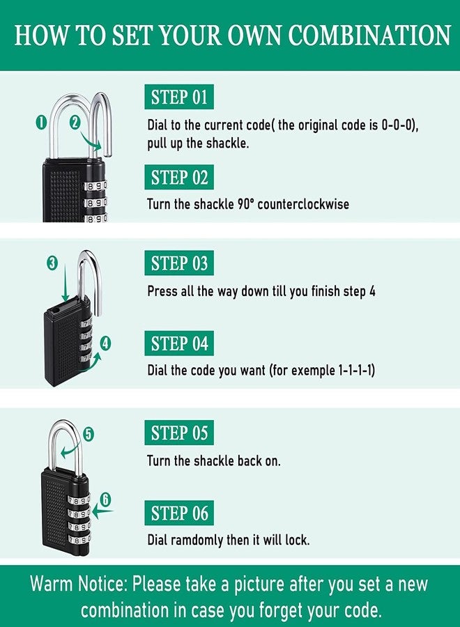VIVITO 4-Digit Combination Padlock - Weatherproof Security Lock for School, Gym, Outdoor Shed, Locker, Luggage, and Travel (Pack of 2) - Image 3