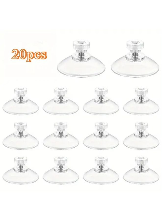 20pcs 40mm Transparent Plastic Suction Cups With Ribbed Knurled Nuts Strong Adhesive Mounting - Image 1