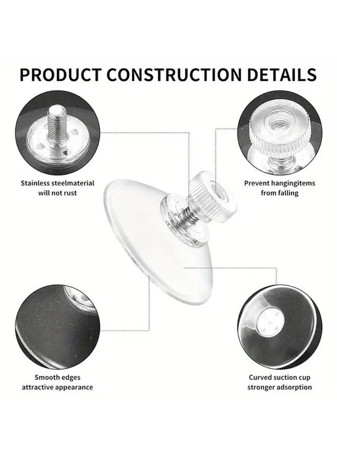 20pcs 40mm Transparent Plastic Suction Cups With Ribbed Knurled Nuts Strong Adhesive Mounting - Image 4