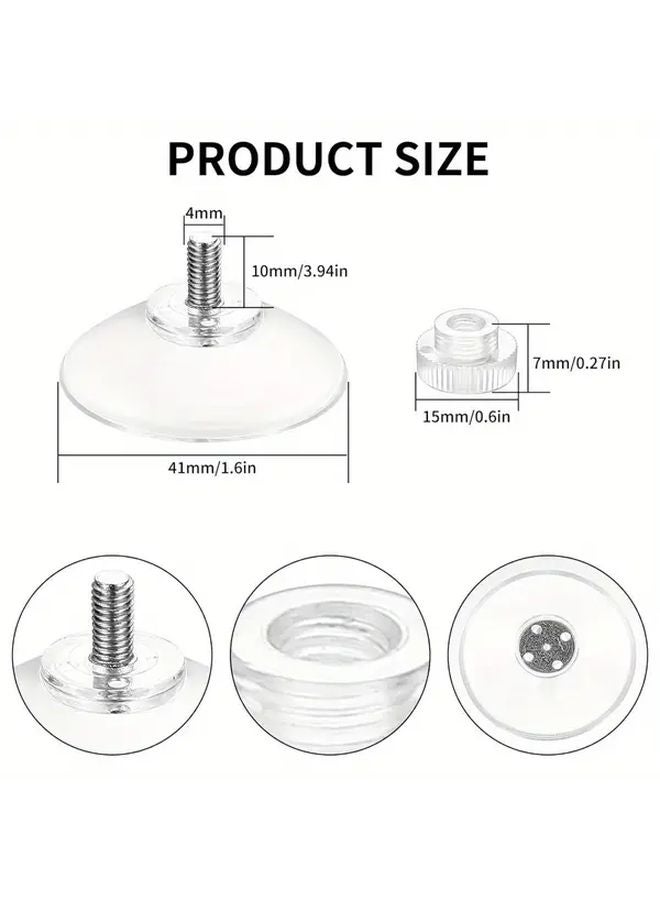 20pcs 40mm Transparent Plastic Suction Cups With Ribbed Knurled Nuts Strong Adhesive Mounting - Image 3