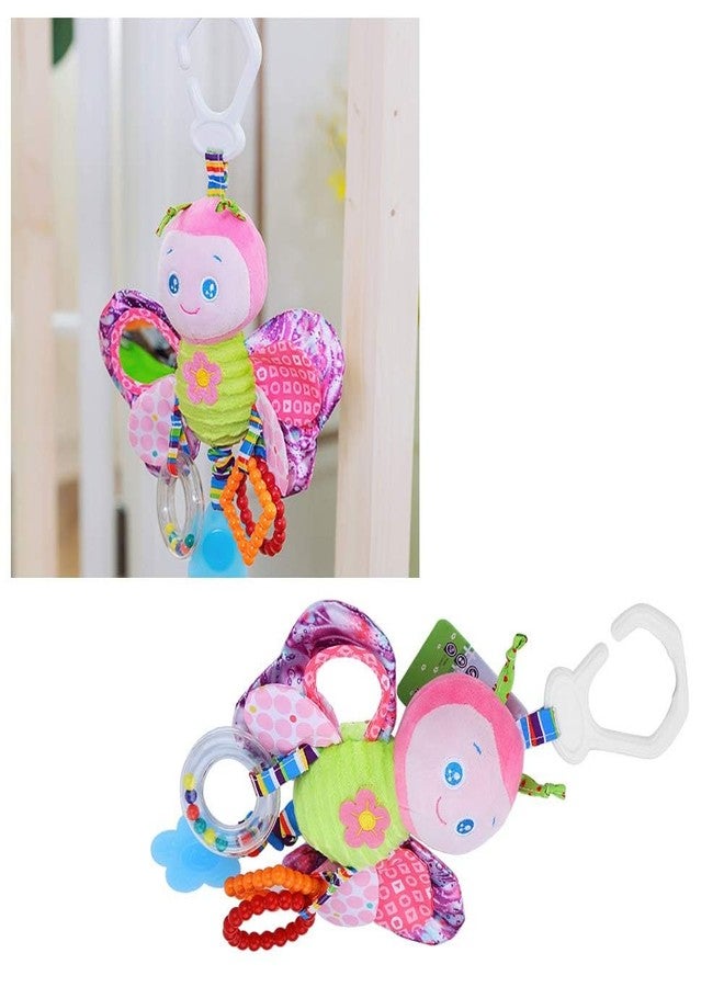 FabeKee My First Baby Toy,Soft Hanging Crinkle Squeaky Dangling Toy Car Seat Stroller Toys with Plush Animal C-Clip Ring for Infant Babies Boys and Girls 3 6 9 to 12 (Butterfly) - Image 4