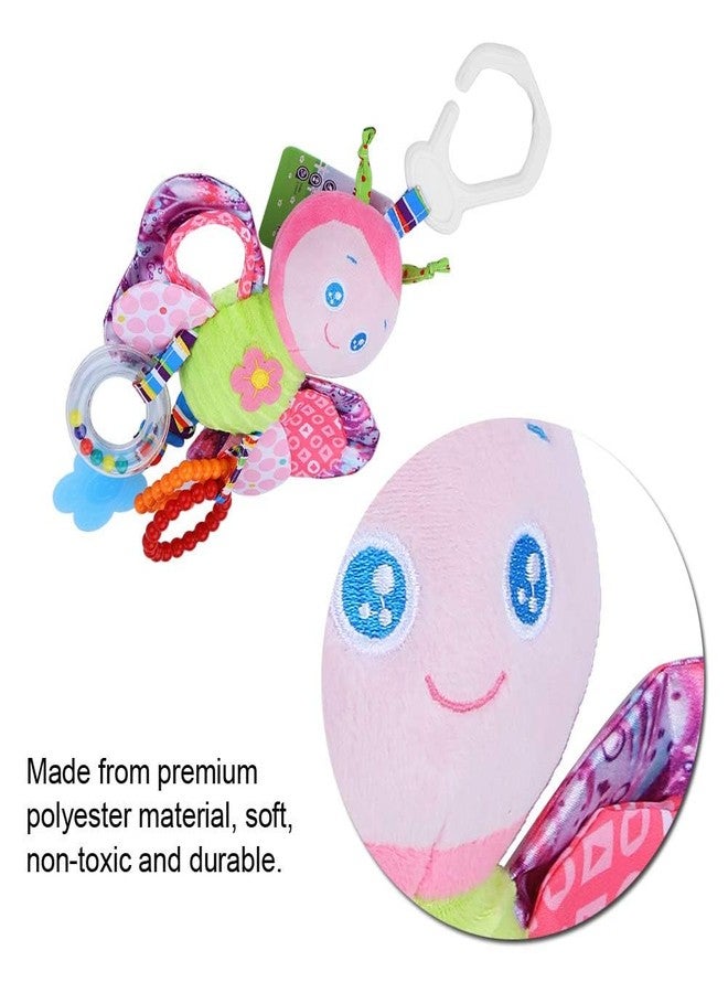 FabeKee My First Baby Toy,Soft Hanging Crinkle Squeaky Dangling Toy Car Seat Stroller Toys with Plush Animal C-Clip Ring for Infant Babies Boys and Girls 3 6 9 to 12 (Butterfly) - Image 2