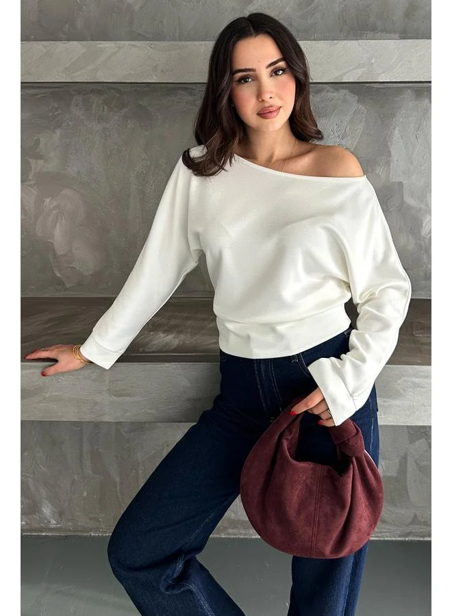 Noa Noa Women's Off-Shoulder Long Sleeve Blouse - Wine Mood