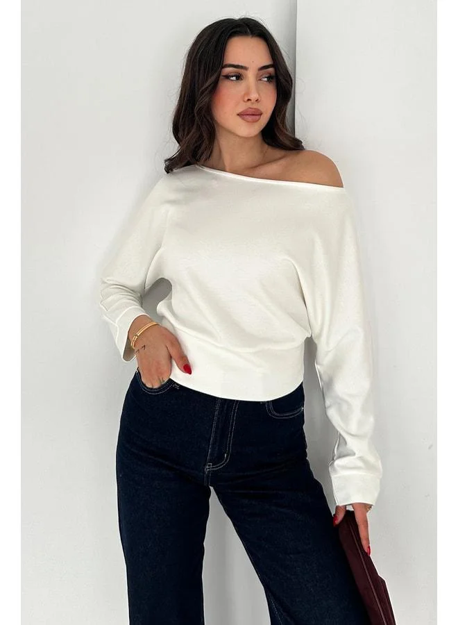 Noa Noa Women's Off-Shoulder Long Sleeve Blouse - Wine Mood