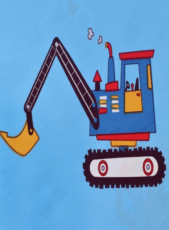 J-pinno Cars Vehicles Digger 100% Cotton 3 Pieces Cartoon Toddler Sheet Set for Kids Boys, Flat Sheet Fitted Sheet and Pillowcase, Cozy Breathable Unisex Nursery Crib Bedding Set (Blue Excavator) - Image 5