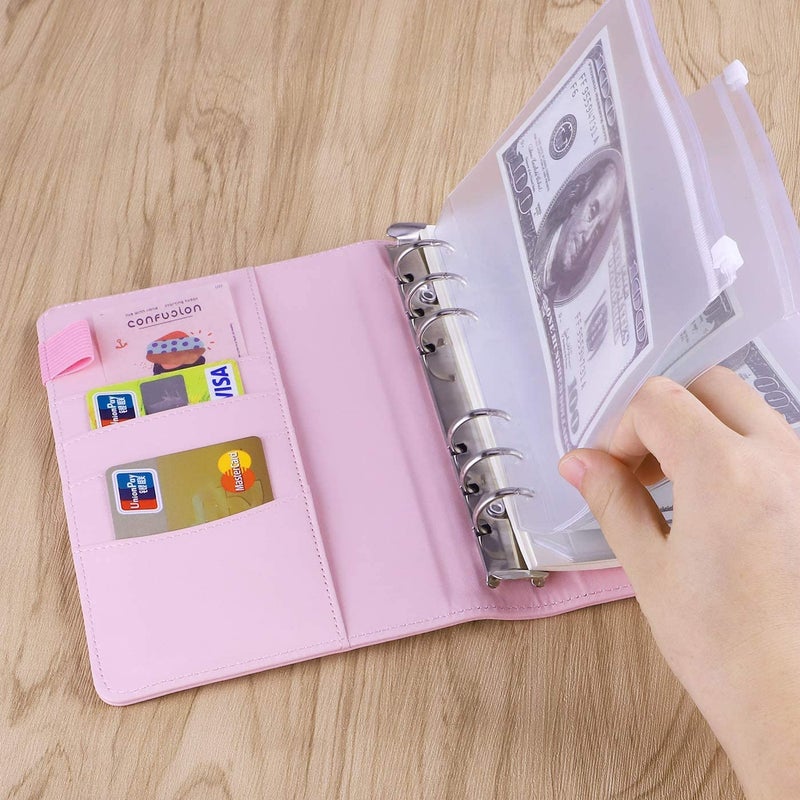 A6 Plastic Binder Wallet Pockets Size 6 Holes Zipper Folders Waterproof 6 Holes Zipper Loose Leaf Bags for Documents Cards Notebooks - Image 2