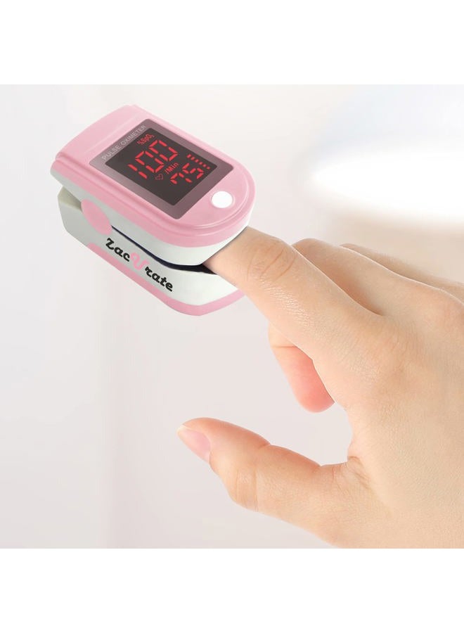 Zacurate Pro Series 500DL Fingertip Pulse Oximeter Blood Oxygen Saturation Monitor with Silicone Cover, Batteries and Lanyard (Blushing Pink) - Image 3