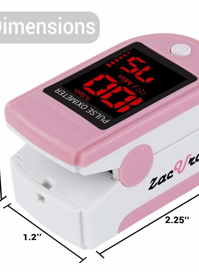 Zacurate Pro Series 500DL Fingertip Pulse Oximeter Blood Oxygen Saturation Monitor with Silicone Cover, Batteries and Lanyard (Blushing Pink) - Image 4
