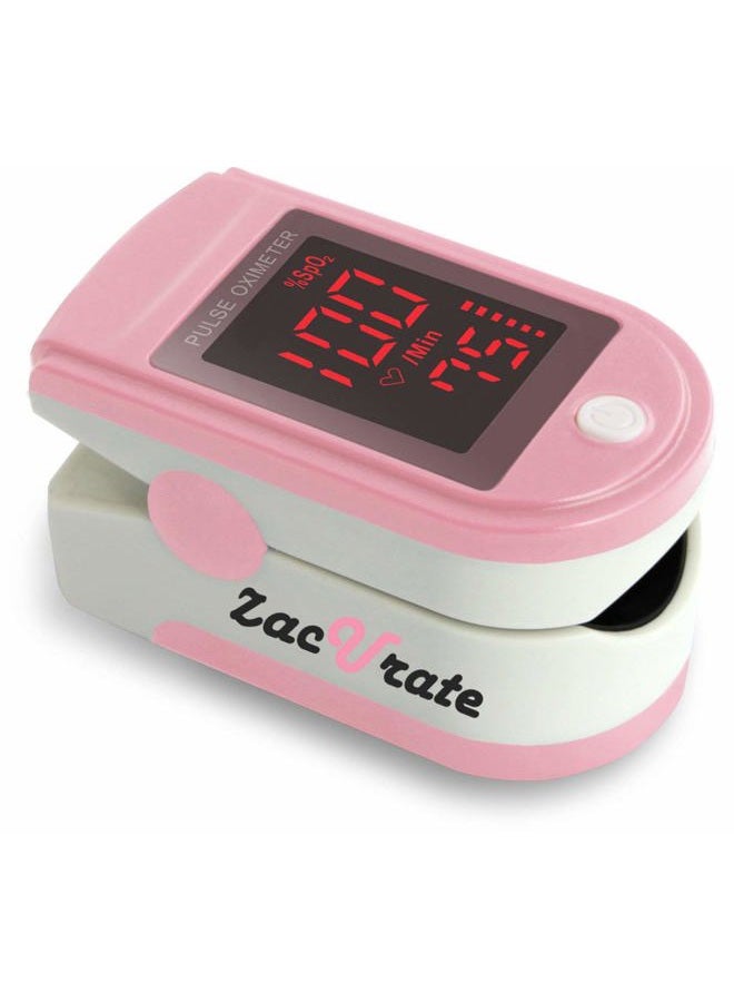 Zacurate Pro Series 500DL Fingertip Pulse Oximeter Blood Oxygen Saturation Monitor with Silicone Cover, Batteries and Lanyard (Blushing Pink) - Image 1