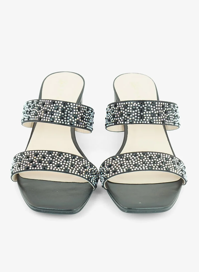 زينة 221-314 Zayna Ladies Classic Low Block Slides 18F8827-0966 Black