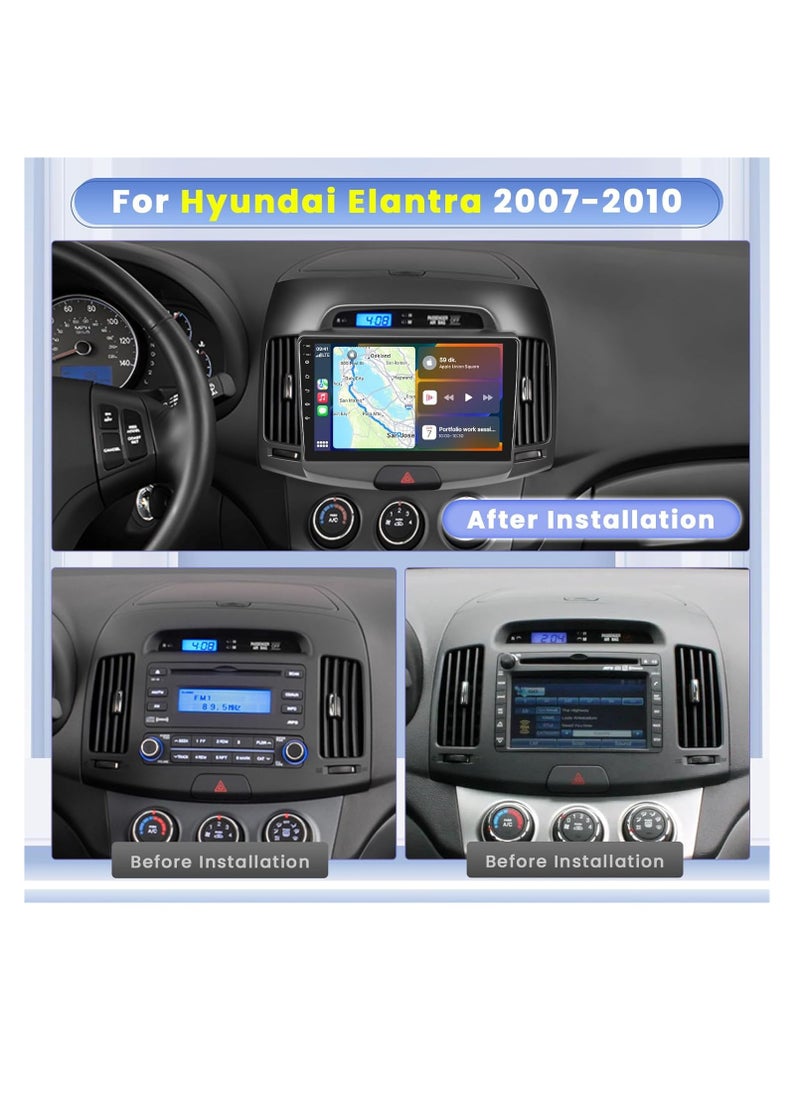 Generic - [8-Core 4+64GB] Android 13 Car Stereo for Hyundai Elantra 2007-2010, 9" IPS Touch Screen Radio with Wireless Carplay, Android Auto, GPS Navigation, WiFi, AHD Backup Camera, Bluetooth, DSP, FM, and RDS. - Image 1