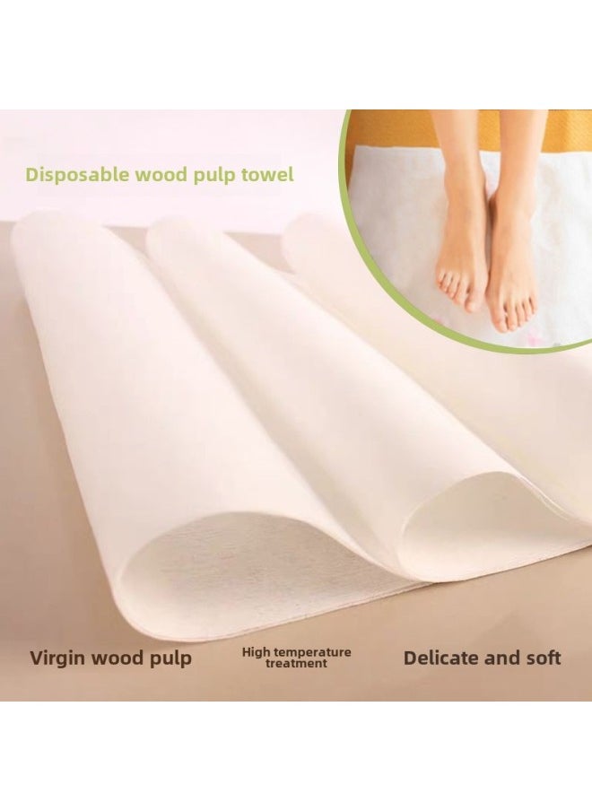 Generic - Disposable Wood Pulp Towel Absorbent Thickened Foot Wiper Beauty Towel Foot Wash Paper Foot Bath Towel Foot Therapy Towel Paper-Color:White-Specifications:2557-1(25*57cm)40g - Image 1
