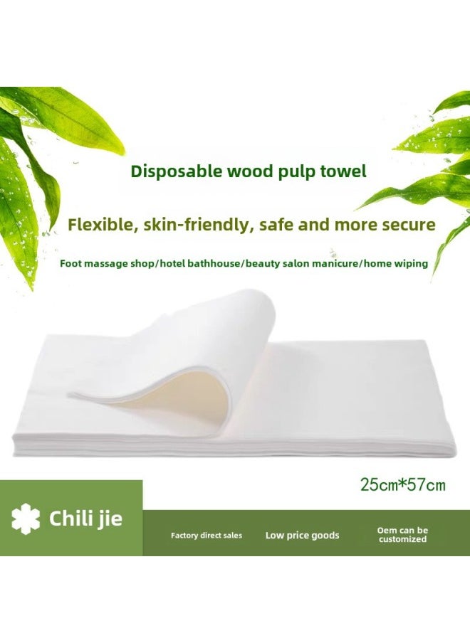 Generic - Disposable Wood Pulp Towel Absorbent Thickened Foot Wiper Beauty Towel Foot Wash Paper Foot Bath Towel Foot Therapy Towel Paper-Color:White-Specifications:2557-1(25*57cm)40g - Image 1