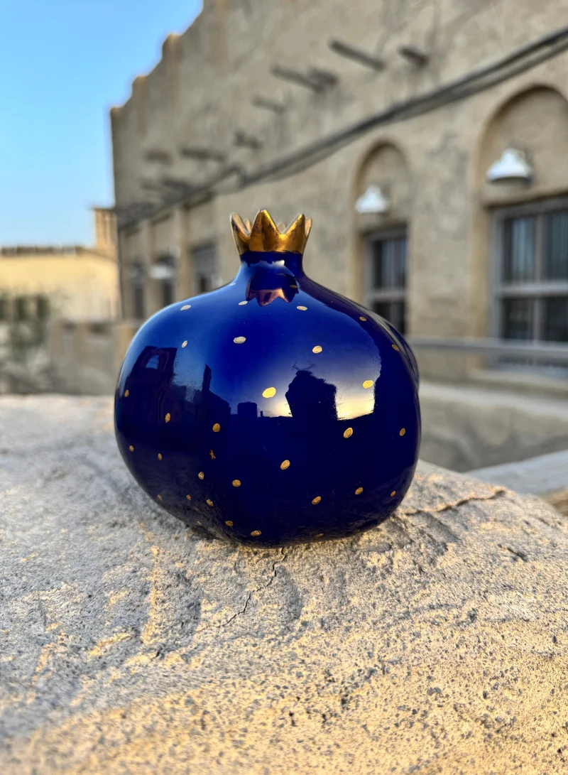 Tohfa Luxe Pomegranate Ceramic Vase – Majestic Blue
