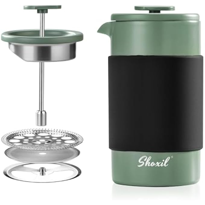 shoxil French Press  350Ml Stainless Steel Coffee Press 2 Cup Cafetiere For Ground Coffee Portable  Induction Compatible - Image 1
