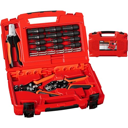 PEBA Solar Crimping Tool Solar Crimper for AWG16141210 Solar PV Wire with 12 Pcs Connectors Wire Stripper Cable Cutter Connector Spanner Wrench Complete Solar Assembly Tool Box - Image 1