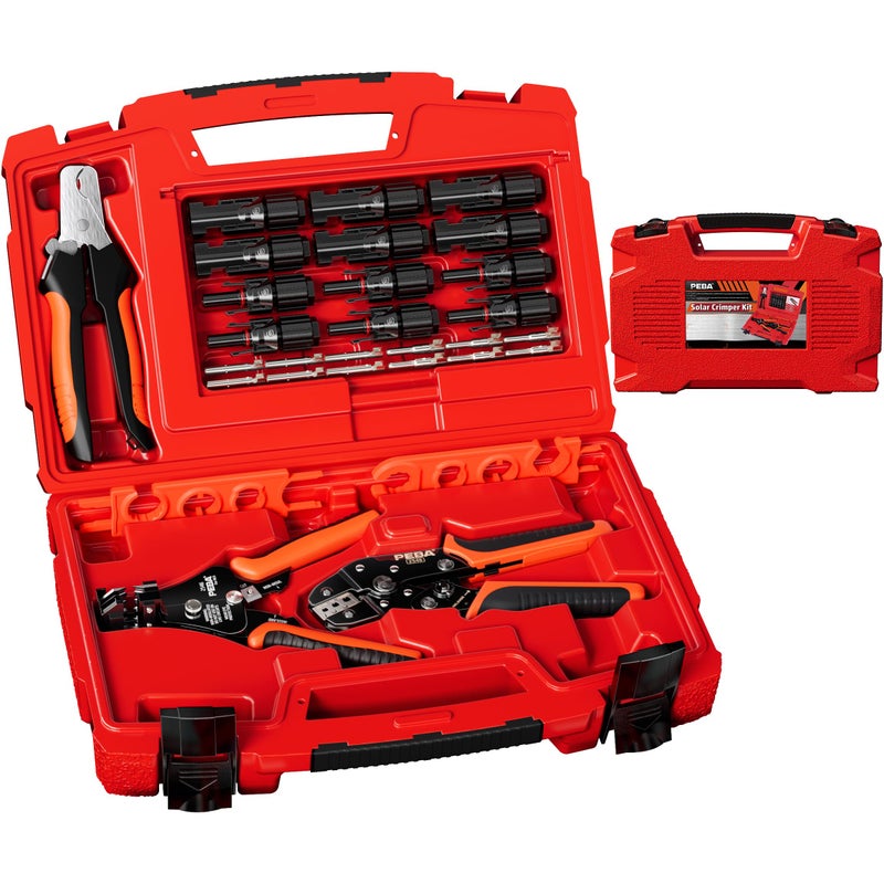 PEBA Solar Crimping Tool Solar Crimper for AWG16141210 Solar PV Wire with 12 Pcs Connectors Wire Stripper Cable Cutter Connector Spanner Wrench Complete Solar Assembly Tool Box - Image 2