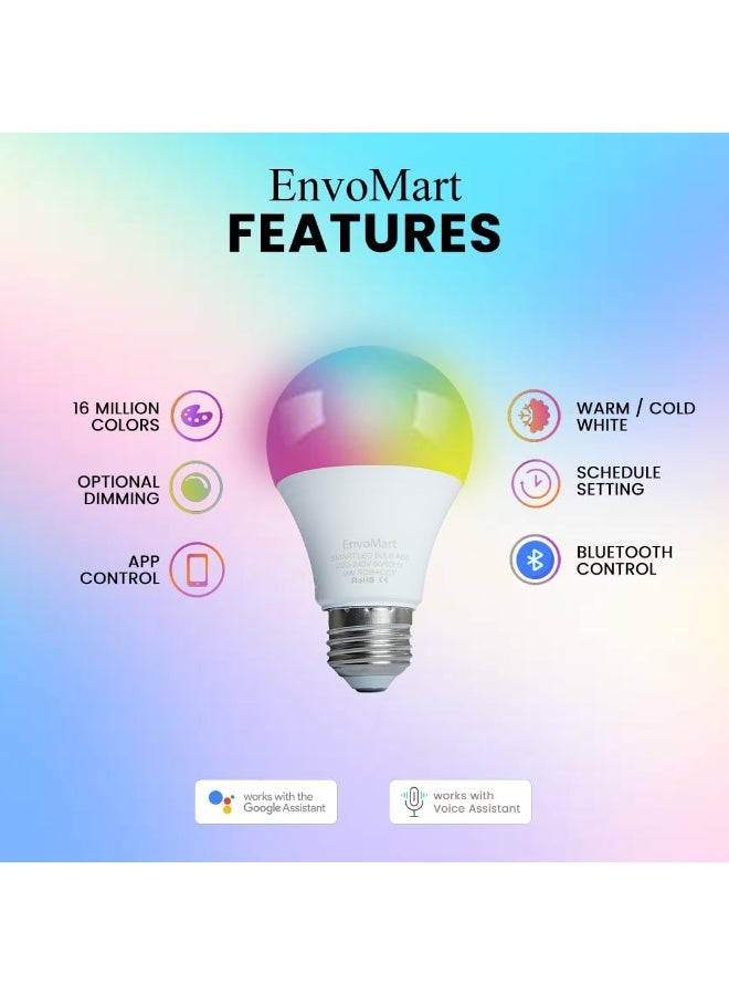 EnvoMart WIFI Smart Bulb Pack of 1-9W Smart Wi-Fi Light Bulb - LED Home Light Bulb Compatible with Alexa, Echo, Google Home Assistant - Have Multi Colors - Image 2