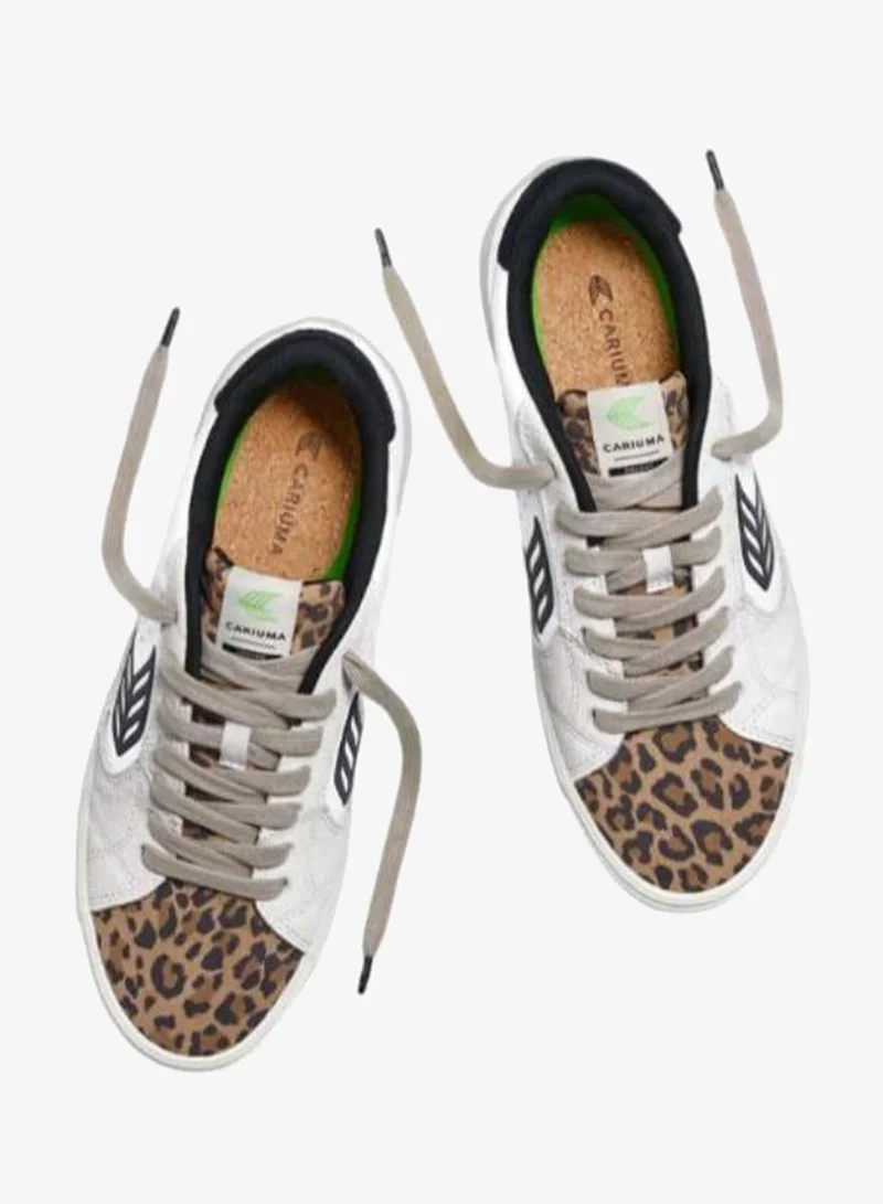 Cariuma  SALVAS White Leather Leopard Print Suede Black Logo Sneaker  | Best Price UAE