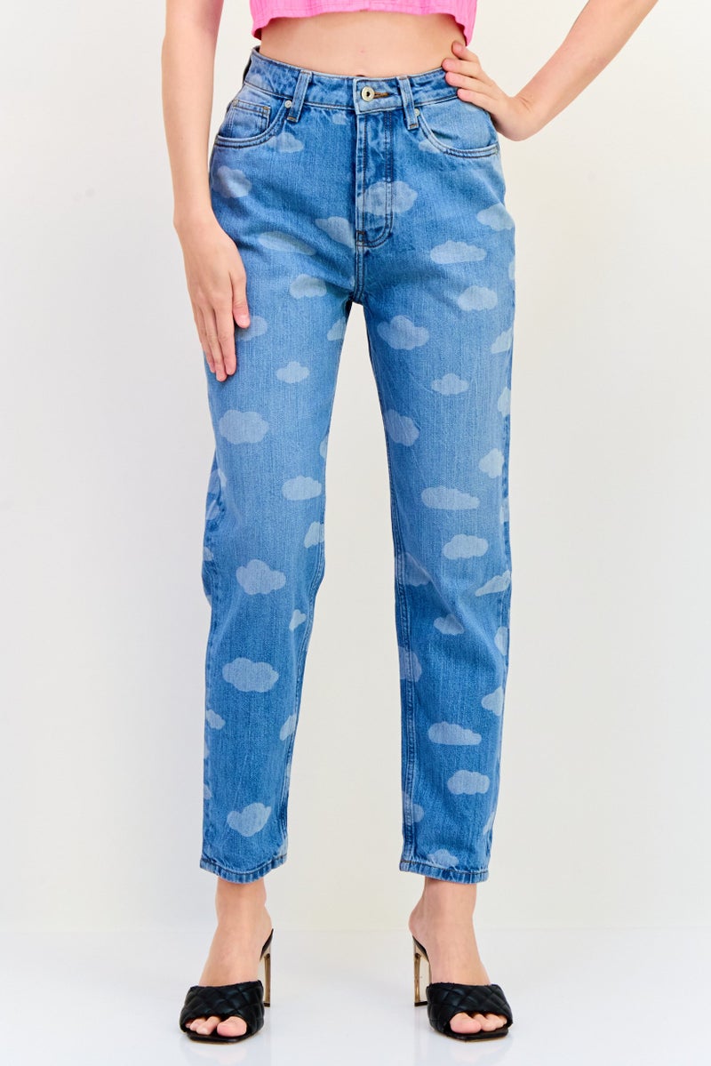 ONLY جينز نسائي موم فيت مغسول بدون تمدد، أزرق - Image 1