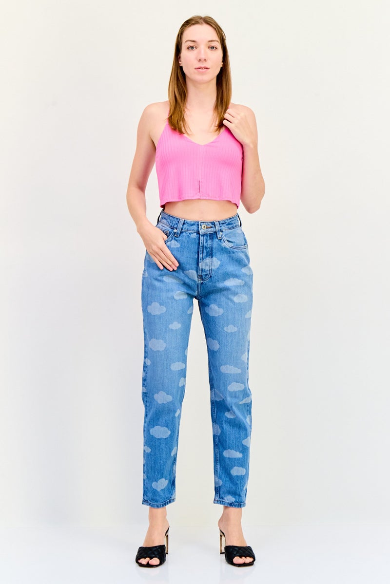 ONLY جينز نسائي موم فيت مغسول بدون تمدد، أزرق - Image 2