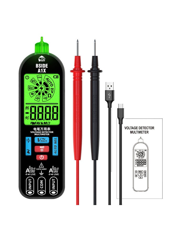 BSIDE Handheld Digital Multimeter Electric Test Pen Professional Voltage Resistance Diode Tester Live Wire Recognition Meter with Automatic Shutdown and Flashlight Function  - Image 1