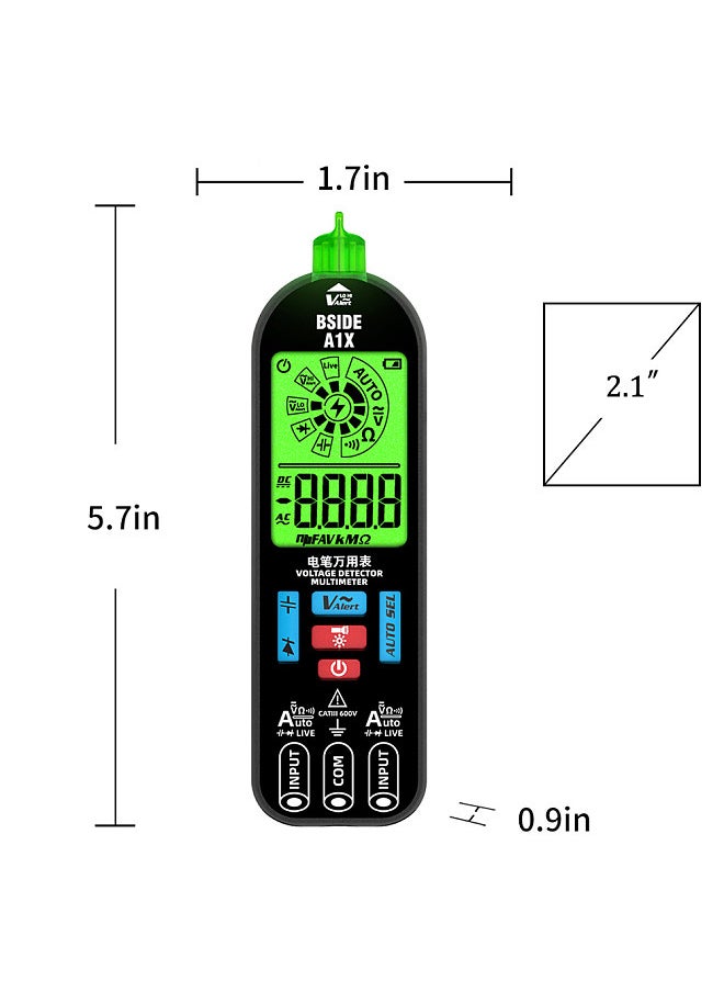 BSIDE Handheld Digital Multimeter Electric Test Pen Professional Voltage Resistance Diode Tester Live Wire Recognition Meter with Automatic Shutdown and Flashlight Function  - Image 3