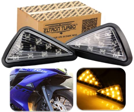 ELTRON TURBO Imported Super Quality Yellow Flush Mount Smoked 9 LED Turn Signal Light Bike Indicator Lights Motorcycle, 12V DC Motorcycle Indicators For CBR 150 250, YZF R15 V3 V2 (Pack Of 2, Amber) - Image 1