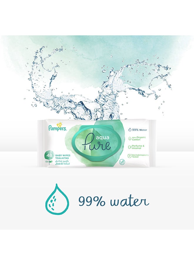 Pampers Aqua Pure Baby Wipes, 864 Count (48 x 18), 99% Water, 0% Perfume And Alcohol - Image 2