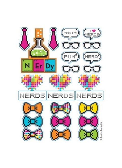 Creative Converting- Get Nerdy 4 Value Stickers 4pcs< > 6.5in X 4.5in < >Multicolor< >