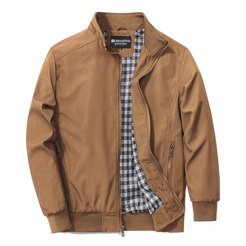 URBANFIND Men's Sports Shell Jacket Lightweight Windbreaker Outdoor Recreation Coat US L Coffee - Image 5