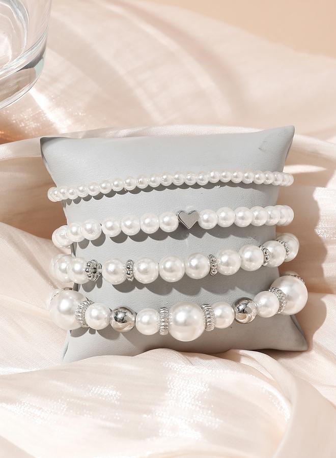 Take Two Set of 5 - Faux Pearl Bracelets - Image 3