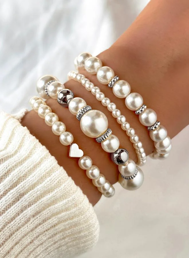 Take Two Take Two Set of 5 - Faux Pearl Bracelets
