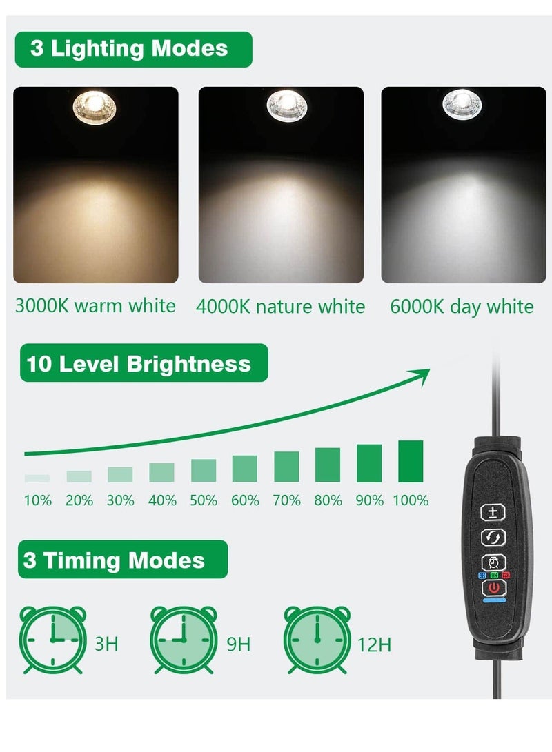 مصابيح LED قابلة للتعتيم، إضاءة داخلية من الأعلى بقوة 3 وات، مصابيح أرضية تعمل بمنفذ USB، مصابيح إضاءة داخلية للنباتات مع 3 أوضاع إضاءة ملونة ووظيفة مؤقت التشغيل والإيقاف التلقائي 3 ساعات و6 ساعات و - Image 2