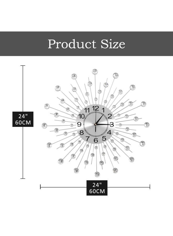 JUGV 24 Inch Crystal Large Modern Metal Starburst Decor, Bling Crystal Wall Clock for Kitchen Office Bedroom Living Room Decorative - Image 4