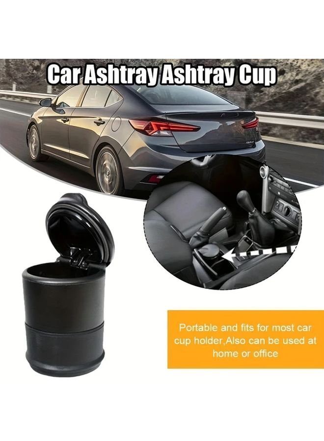 Portable Smokeless Car Ashtray With Spill Proof Lid 1pc PBT Auto Cigarette Butt Holder - Image 3